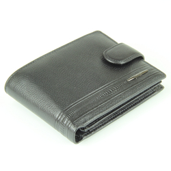 Небольшое компактное мужское чёрное портмоне бумажник из натуральной и долговечной кожи яка M100-DC11-04A