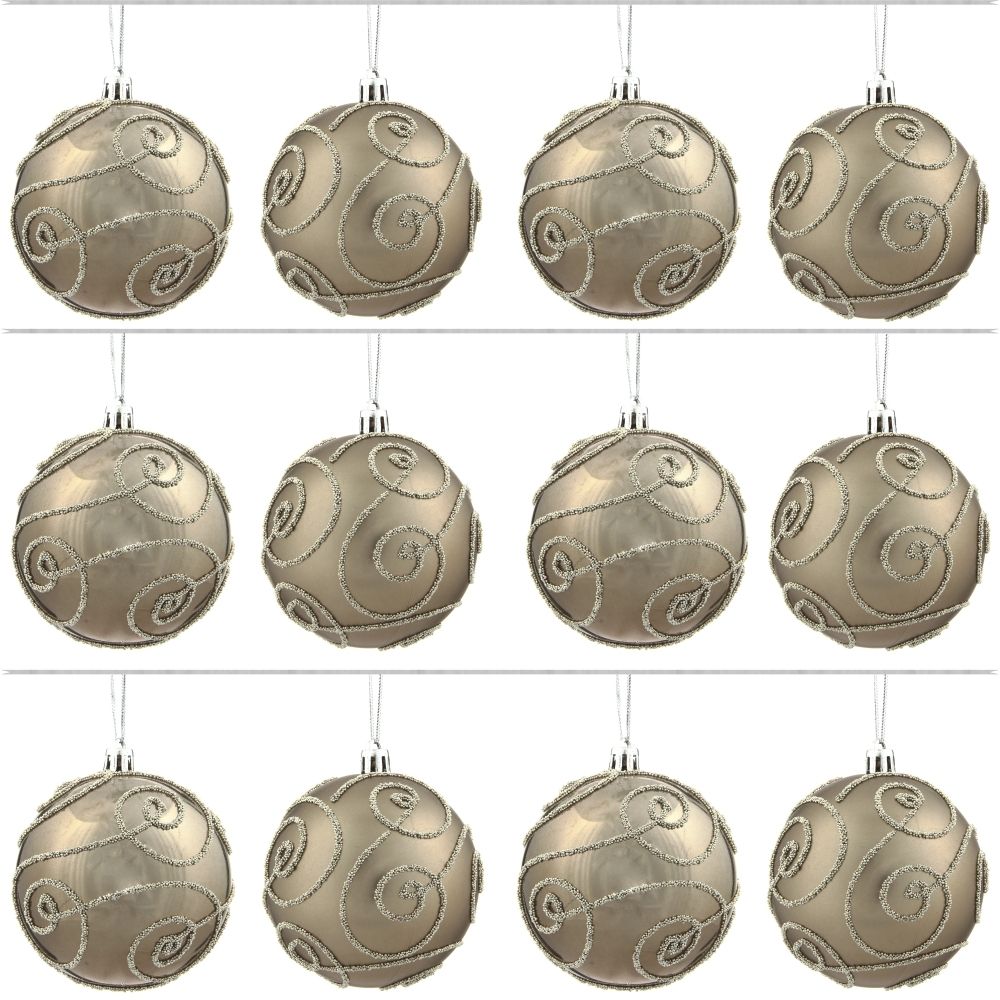GAEM Набор из 12шт Украшение новогоднее Шар "Волшебный завиток", D8 см, L35 W28 H21 см