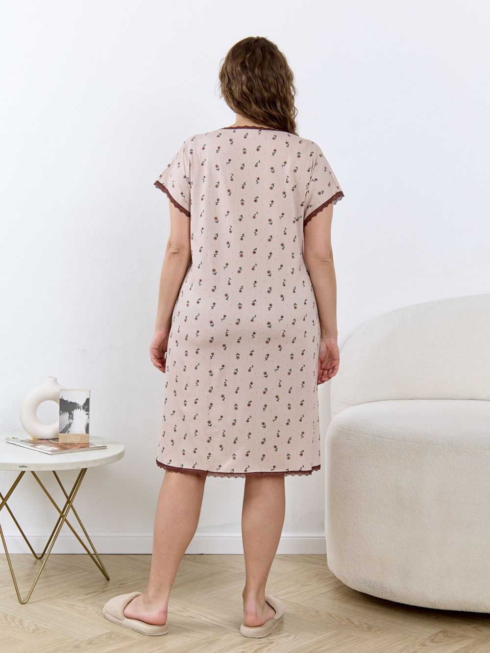 Ночная сорочка Вельвета-1 Виотекс БЕЖЕВЫЙ