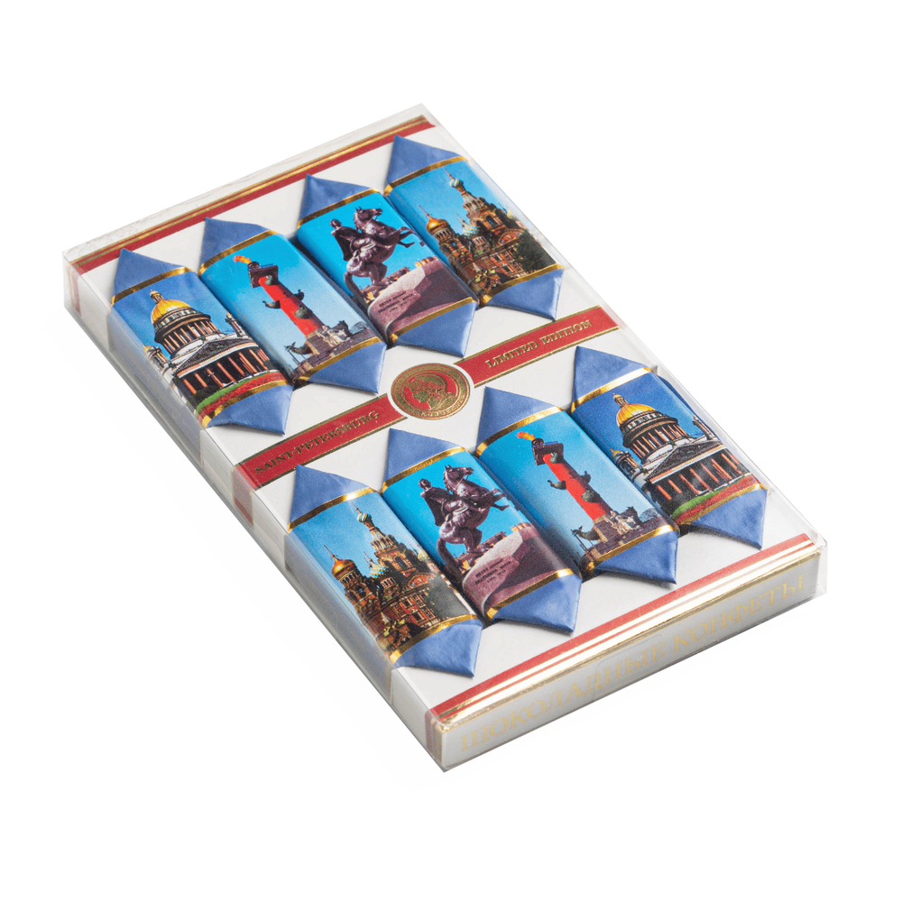 Конфеты Пралине, Вафли, Шоколад (Кофе) Виды Санкт-Петербурга 110 гр - Петербургская Коллекция
