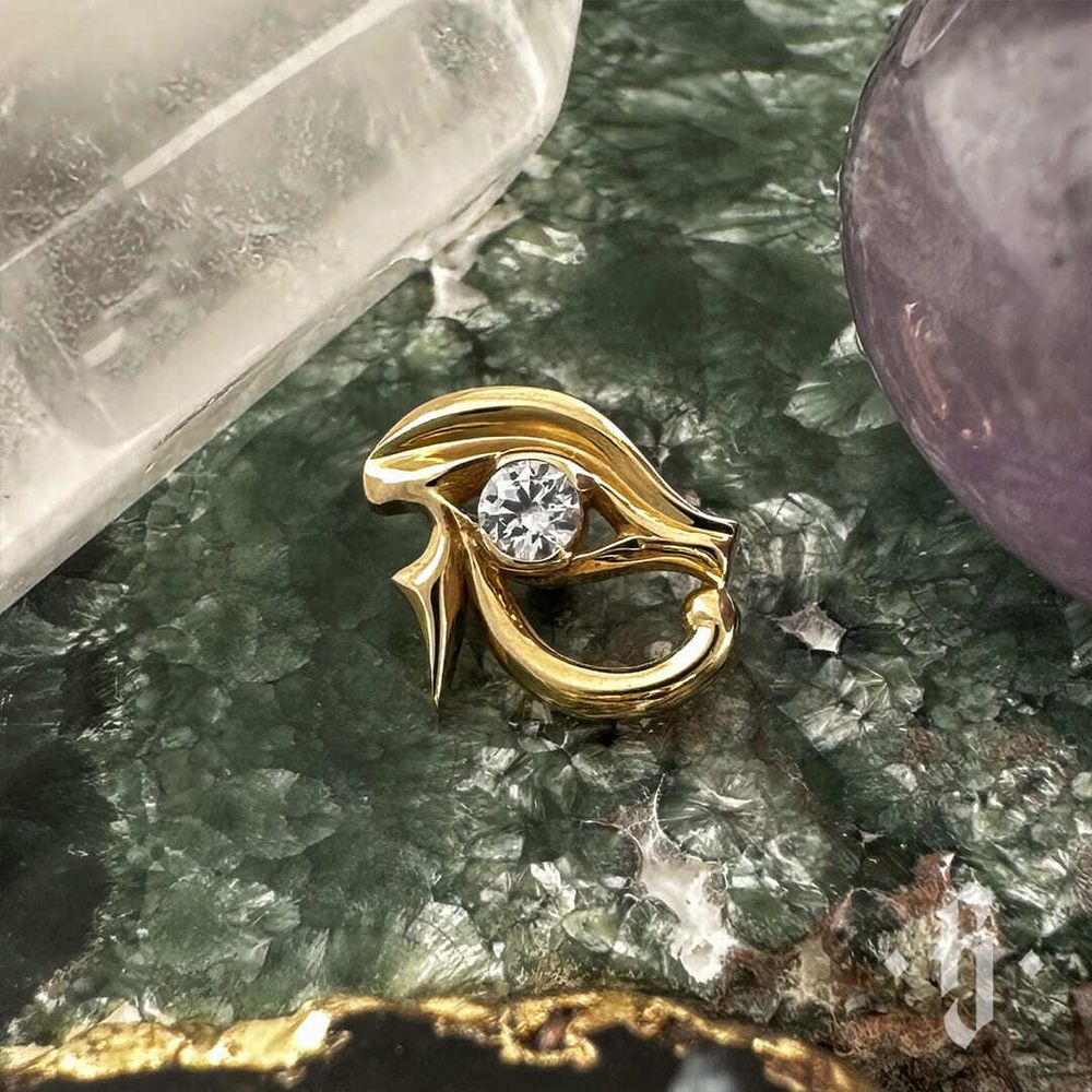 Накрутка &quot;Eye of Ra&quot; - Желтое золото - White CZ