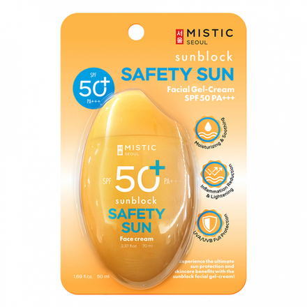 MISTIC SPF 50 PA+++ SUNBLOCK SAFETY SUN FACIAL GEL-CREAM СОЛНЦЕЗАЩИТНЫЙ ГЕЛЬ-КРЕМ ДЛЯ ЛИЦА С УФ-ФИЛЬТРОМ SPF 50 PA+++, 50 мл