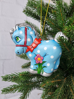 Лошадка Пони ёлочная игрушка из фарфора