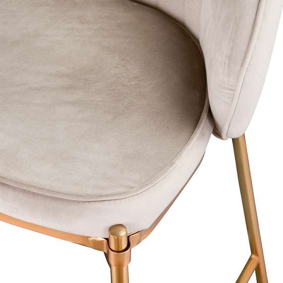 Барный стул Coral серо-бежевый велюр с золотыми ножками