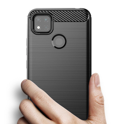 Чехол черного цвета на телефон Xiaomi Redmi 9c, серии Carbon от Caseport