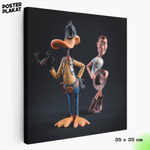 Картина для интерьера Даффи Дак и Вуди на холсте, персонажи мультфильма, холст с печатью на подрамнике, на стену, Постер Плакат