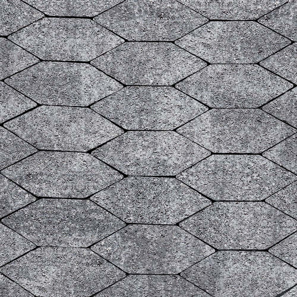 Тротуарная плитка СКОШЕННЫЙ ШЕСТИУГОЛЬНИК Б.1.ШГ.6 100х100х100х60мм Листопад гранит Антрацит