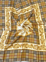 Купон шелк твил Burberry коричневый в клетку с розами