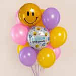 Шар (18''/46 см) Круг, Смайл, Желтый, 1 шт.