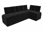 Диван кухонный угловой Люксор правый угол, Черный, Микровельвет, 28601