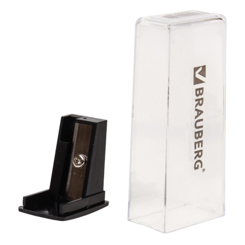 Точилка BRAUBERG "Assistant", с контейнером, пластиковая, корпус ассорти, 228451