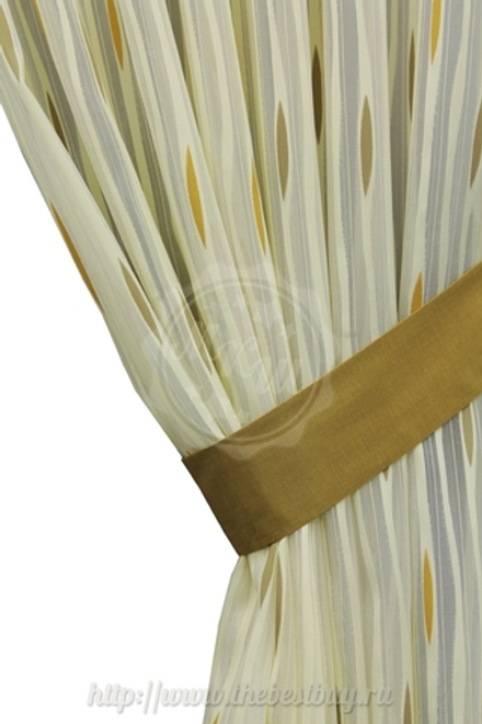 Шторы для кухни: Делис (S118-3) - (145х180)х2 см. - бежево-оранжевый