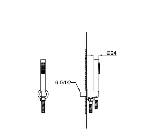Лейка ручная UNO+штуцер+шланг COPPER BRUSHED
