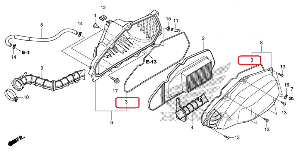 17213-KZR-600.  	SEAL, AIR CLEANER