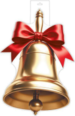 Плакат вырубной А3+ "Колокольчик золотой с красным бантом" двухсторонний, ВД-лак Ф-17295 (Сфера)