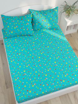 Простынь на резинке Сказка "Акварель на голубом" 180х200 см, перкаль