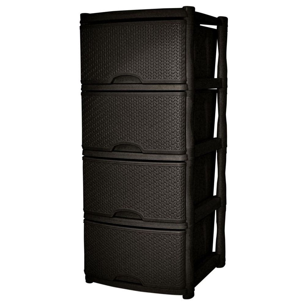 Комод 4-х секционный "Keeplex Rattan", темный каштан