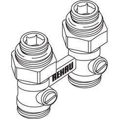 Блок шаровых кранов с соед ниппелем 1/2*3/4 прям Rehau