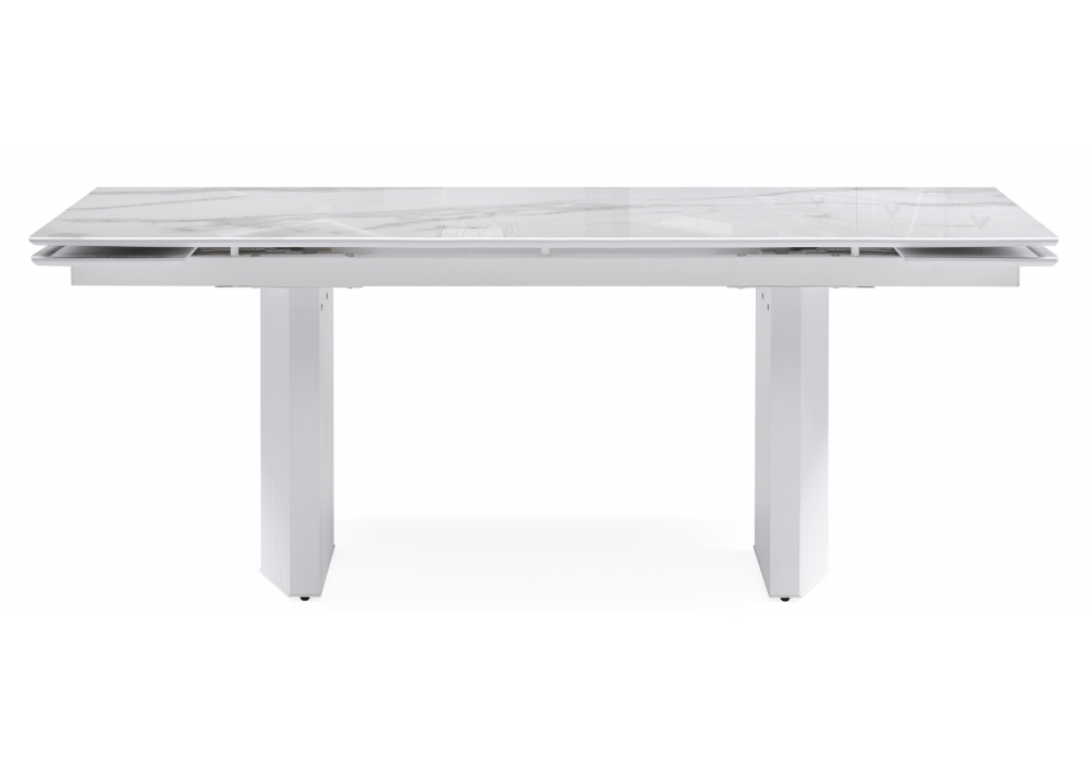 Стол стеклянный Woodville Монерон 200(260)х100х77 белый мрамор, белый