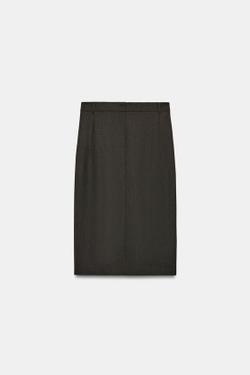 ZARA ПРЯМАЯ ЮБКА МИДИ — ZW COLLECTION, КОРИЧНЕВЫЙ