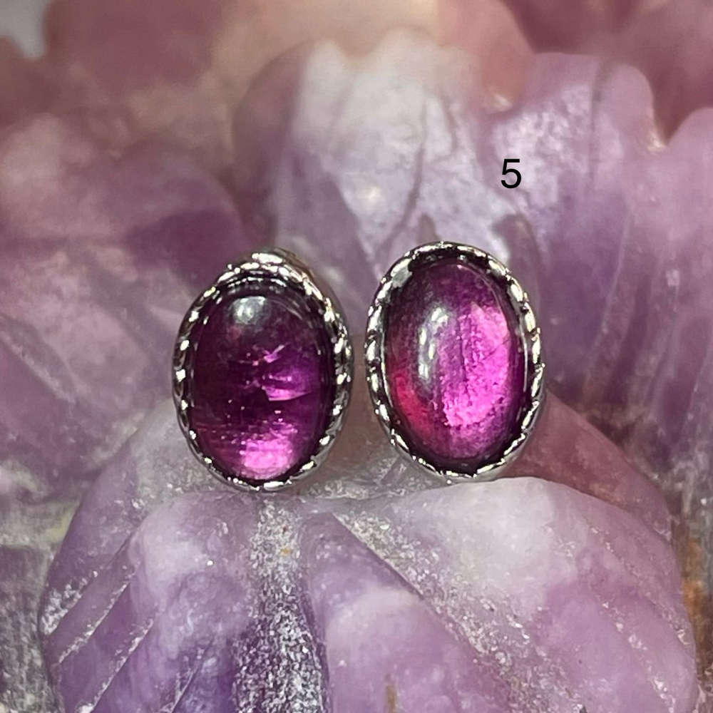 48040 Гранат Пусеты Серьги 5*7мм