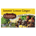 Celestial Seasonings, травяной чай, Jammin', лимон и имбирь, без кофеина, 20 чайных пакетиков, 45 г (1,6 унции)