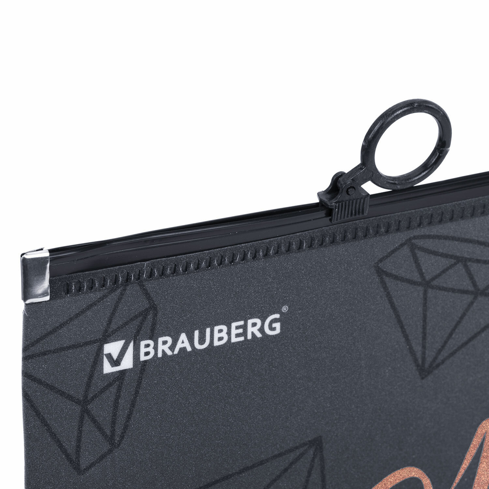 Папка для тетрадей BRAUBERG А4 1 отделение пластик на zip-lock-молнии "Diamonds" (12 штук в упаковке)