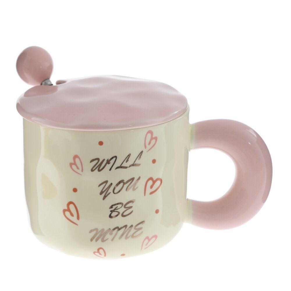 GAEM Кружка с крышкой и ложкой, 330 мл, L14 W9 H9 см, 4в.