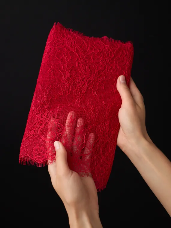 01-53 Кружево шантильи 23 см, красный 100