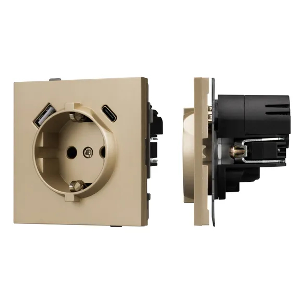 Механизм розетки с USB зарядкой SCT-TENDO-MUAC-SFPL-GD (230V, 16A) (Arlight, -) 054608