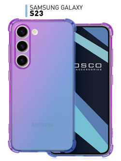 Чехол ROSCO для Samsung Galaxy S23 (арт.SS-S23-HARD-TPU-VIOLET-BLUE )