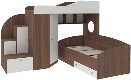 Кровать-чердак КарИВи Кадет 2 Бодего Темный Белый