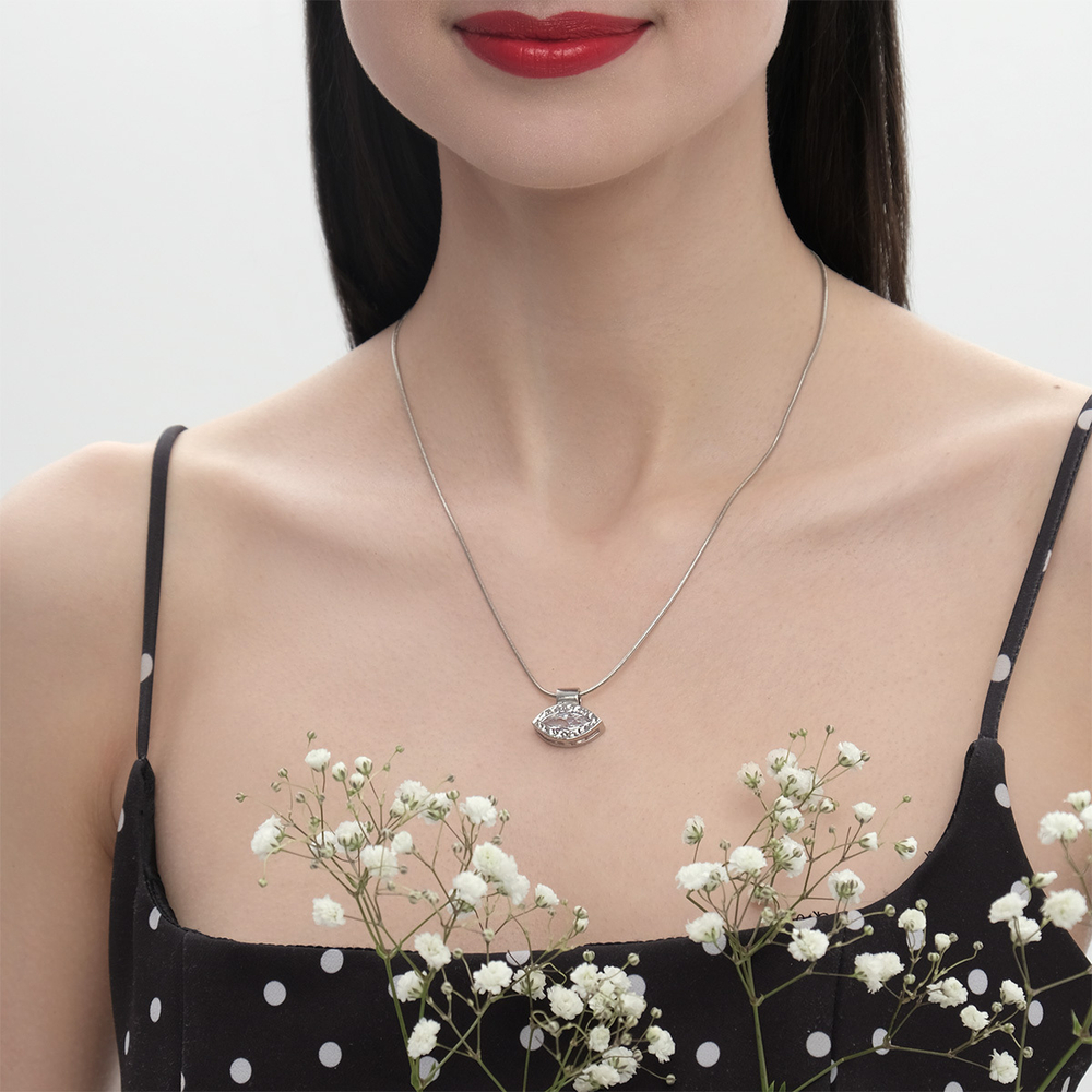 "Делона" кулон в родиевом покрытии из коллекции "Элеганс" от Jenavi с замком карабин