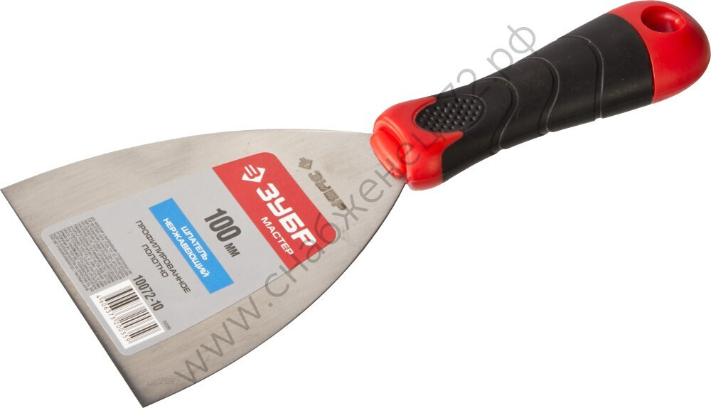 ЗУБР 100 мм, профилированное полотно двухкомпонентная ручка, нержавеющий, Шпатель, МАСТЕР (10072-10)