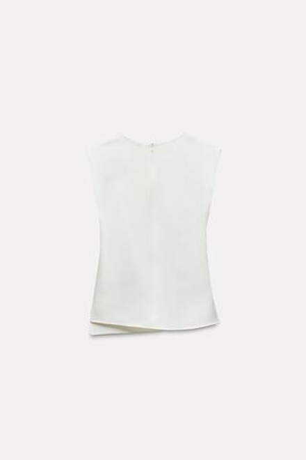 ZARA ТОП ИЗ ШИФОНА СО СБОРКАМИ, ЭКРЮ