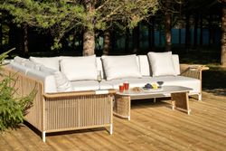 "Мальдивы" трансформирующаяся лаунж-зона из искусственного ротанга, цвет соломенный