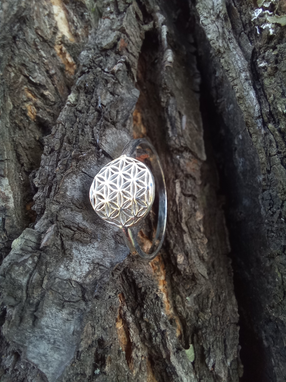 Кольцо ЦВЕТОК ЖИЗНИ малый, серебро