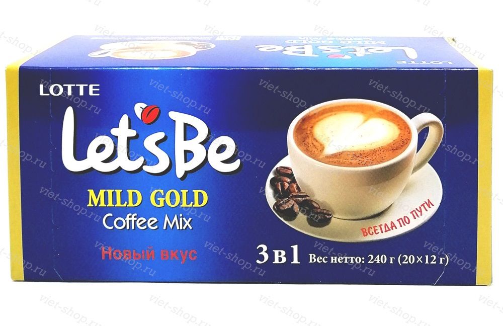 Растворимый кофе Let&#39;s Be Mild Gold Coffee Mix, Lotte, Корея, 20 пак.