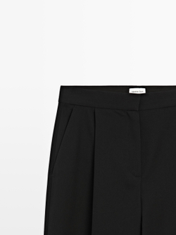 Massimo Брюки широкие из 100% шерсти с вытачкой - LIMITED, черный