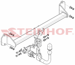 Фаркоп Steinhof B-081 для BMW X1 F48 2015-, BMW 2-Series Active Tourer F45 2014-, BMW 2-Series Gran Tourer F46 2015-(паспорт и сертификат в комплекте)(без электрики)