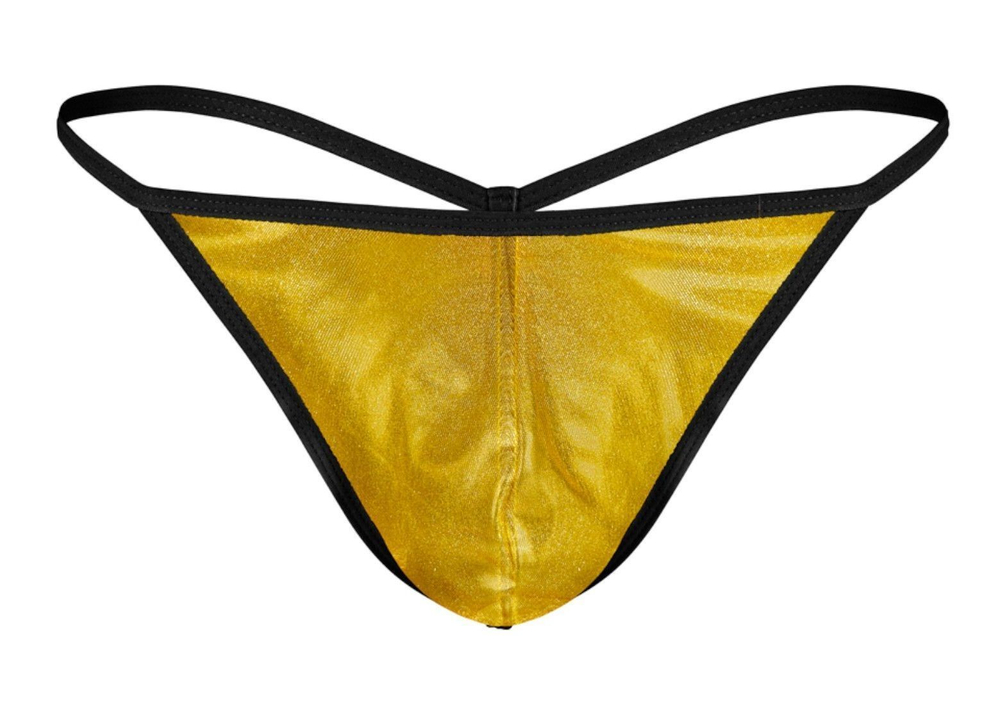 Золотистые сексуальные мужские трусы-стринги (Размер: M) (Цвет: золотистый)