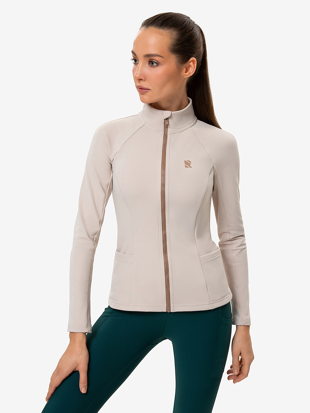 Лонгслив на молнии Slim Fit, Beige