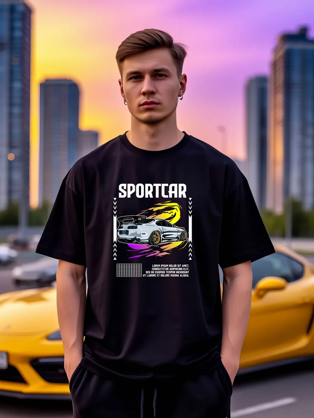 Футболка мужская y2k с принтом машиной