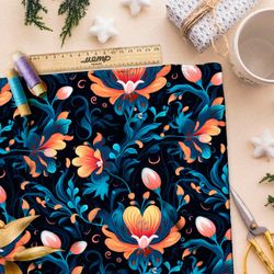 Ткань премиум дюспо ночные цветы