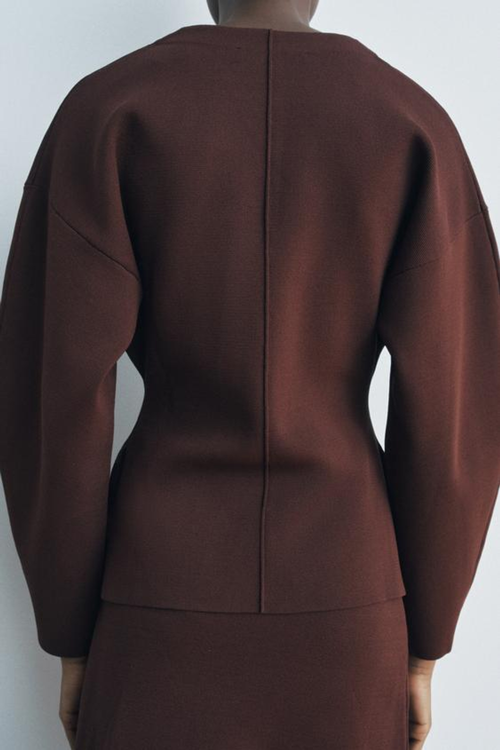 ZARA ОДНОТОННЫЙ ПРИТАЛЕННЫЙ КАРДИГАН, КОРИЧНЕВЫЙ