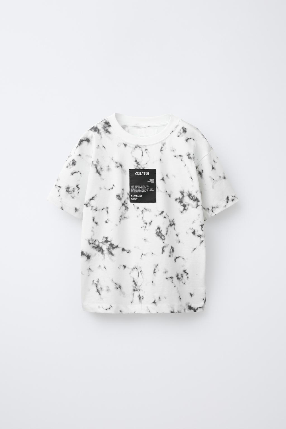 ZARA ФУТБОЛКА В СПОРТИВНОМ СТИЛЕ С ПРИНТОМ ТАЙ-ДАЙ, БЕЛЫЙ/ЧЕРНЫЙ