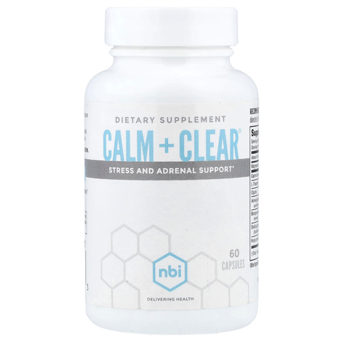NBI, Calm + Clear®, средство от стресса и поддержки надпочечников, 60 капсул