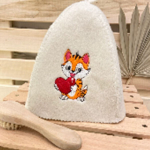 Шапка банная детская "Классическая" с вышивкой "Тигрёнок" 30% шерсть/70% полиэфир