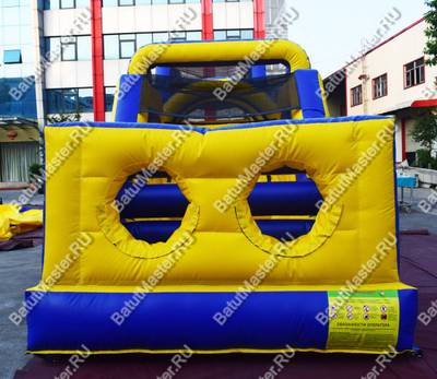 Надувная полоса препятствий "Веселый забег" 15*3*4 м, жёлто-синий