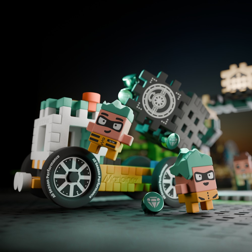 Marioinex - Мини-конструктор Waffle CITY Нападение на банк 148 шт. 906712